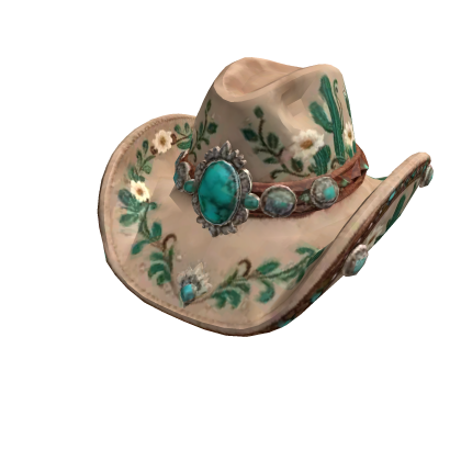 Turquoise Cactus Floral Cowgirl Hat