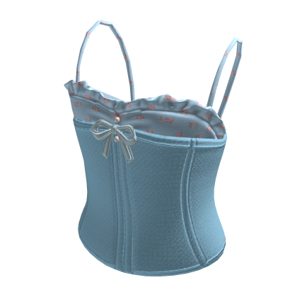Corset Top with Bow (Light Blue)