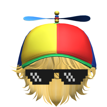 Messy Curly Hair W/ Propeller Hat (Yellow) Roblox item