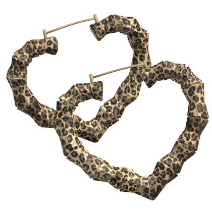 Y2K 2000s Leopard Heart Bamboo Hoops Earrings