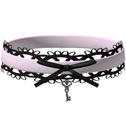 gothic lace heart key choker black & pink Roblox item
