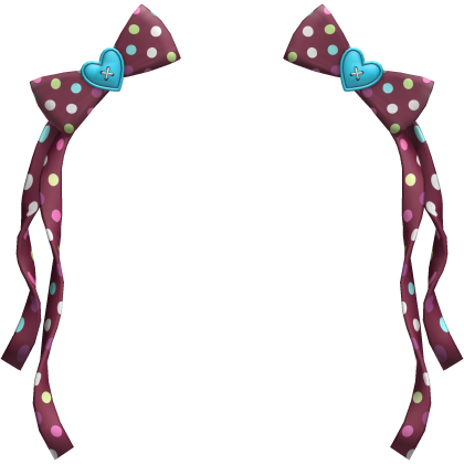 (4) Burgundy/Teal Polka Bows w Ribbons Roblox item