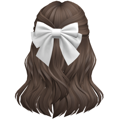 Soft Flowy Half up Hair w/ white Bow (Brown)