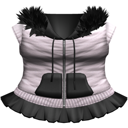 ♱ gothic emo fur hoodie + skirt in pink & black Roblox item