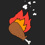 Flaming chicken leg
