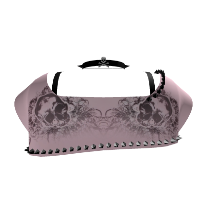 pink emo goth skull choker studded crop top ♡