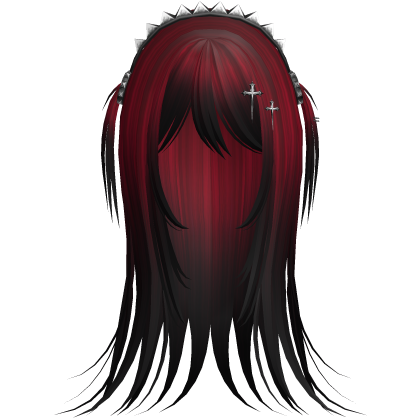 Vampire Goth Wispy Long Hair Red Black Roblox item