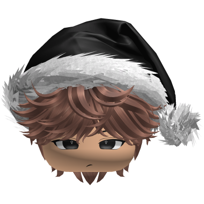 Messy Fluffy Brown Hair a Santa Hat Y2k Roblox item