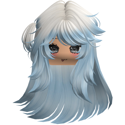 Fluffy long Cute white and Blue Y2K emo hair Roblox item