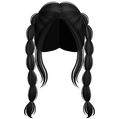 Long Thin Bubble Braided Pigtails (Black) Roblox item