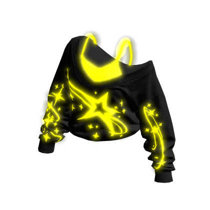 Glowing Emissive Off Shoulder Y2K Sweater Yellow