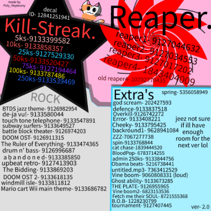 slap battles music id's ver 2.0 Roblox decal