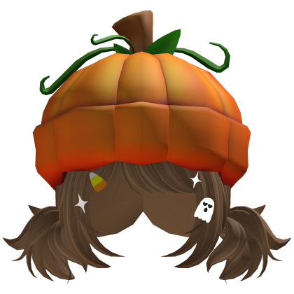 Halloween Pumpkin Hat w/ Cute Pigtails (Brown)