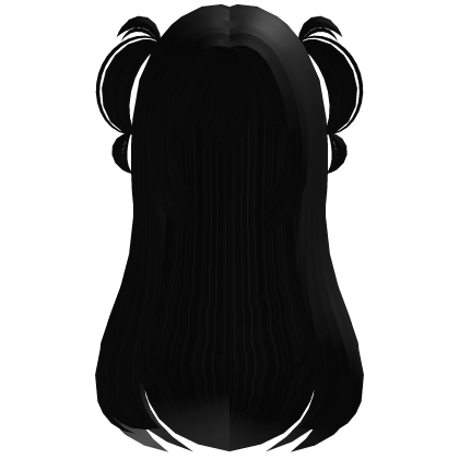 Cute Doll Long Straight Hair W Pigtails Black ♥