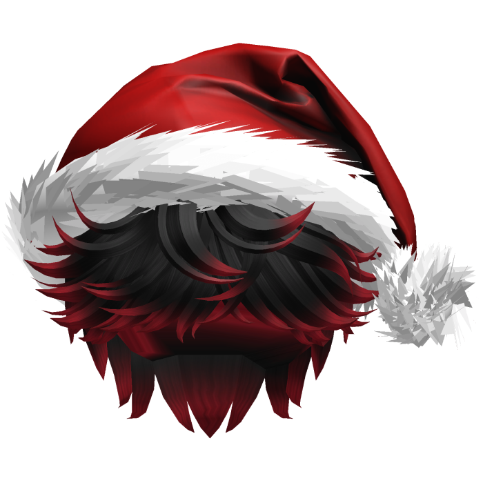 Messy Fluffy Black and Red Hair a Santa Hat Y2k