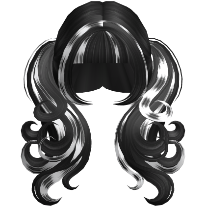Black White Cute Long Messy Swirly Pigtails