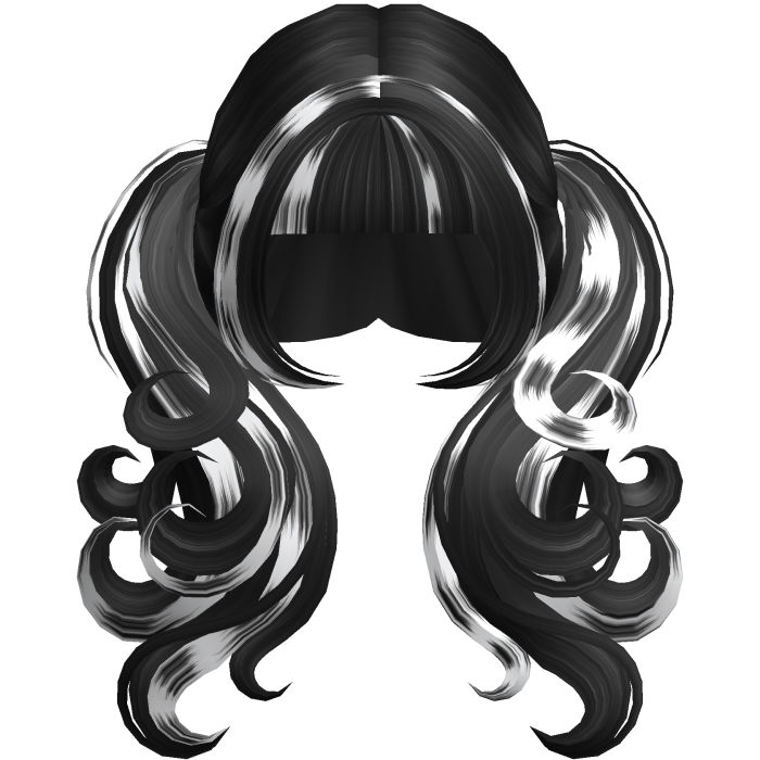 Black White Cute Long Messy Swirly Pigtails