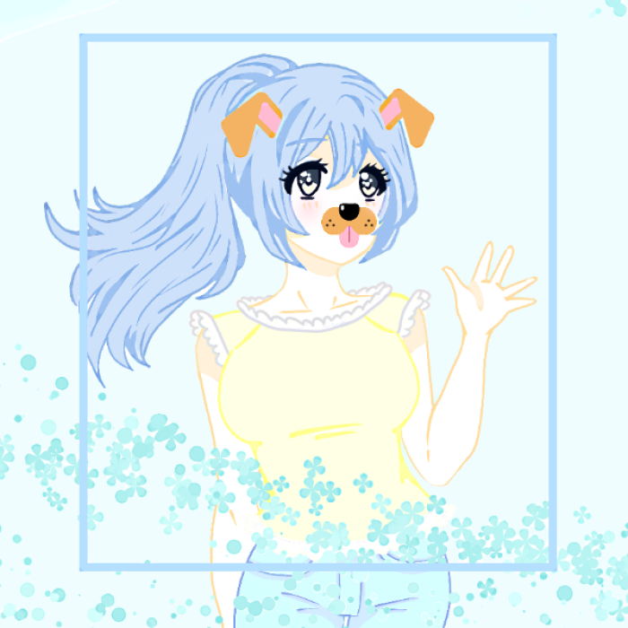 Anime Girl Drawing with dog filter Roblox decal