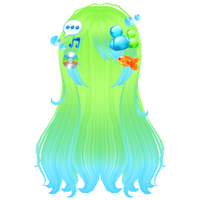 frutiger aero green blue wispy flowy hair (NEON)