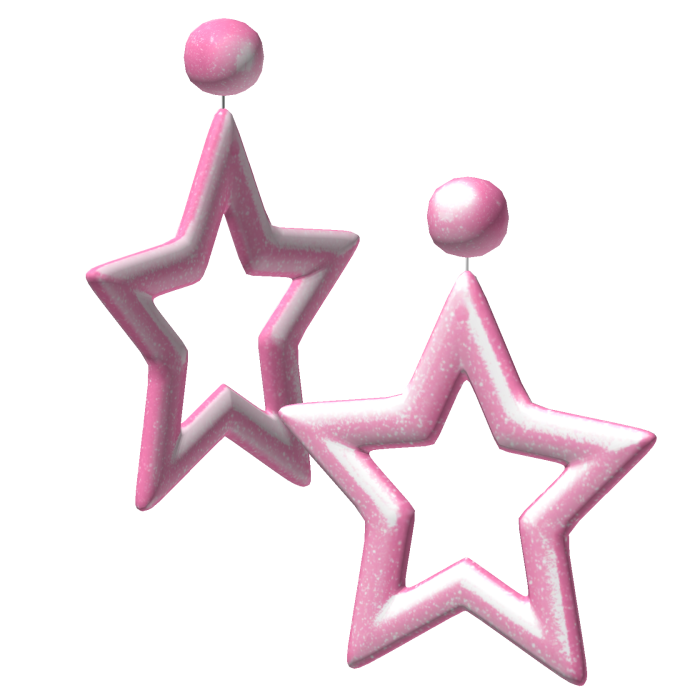 Pastel Pink Retro Gyaru Star Hoop Earrings