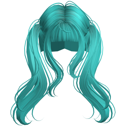 Teal Cute Flowy High Pigtails