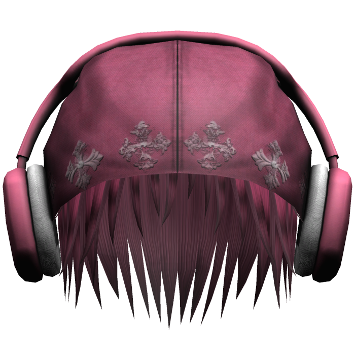 Striped Pink Hair w/ Y2K Beanie&Headphones
