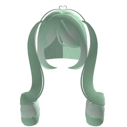 ♡ Mint Green Hair | Long Moe-Style Pigtails
