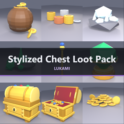 Stylized Chest Loot Pack x30 Treasure Coins Gem