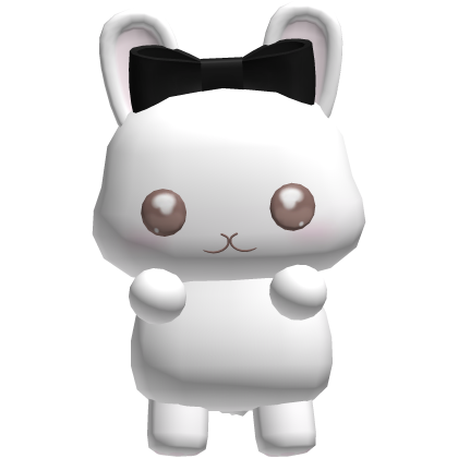 ♡ : cute white bunny plushie w/ black bow
