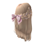 Blonde Hair With Pink Ribbon