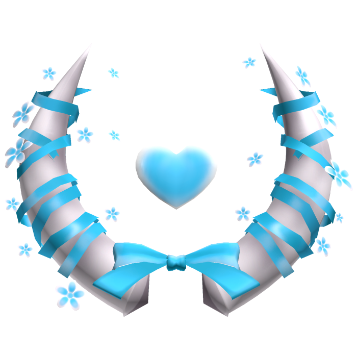 Blue Heart Flower Horns Cute Angel Aura