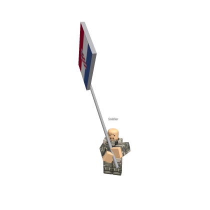 croatia soldier with croatian flag