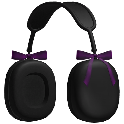 Kawaii Purple Ribbon Black Headphones