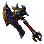 Axe of blue crystals