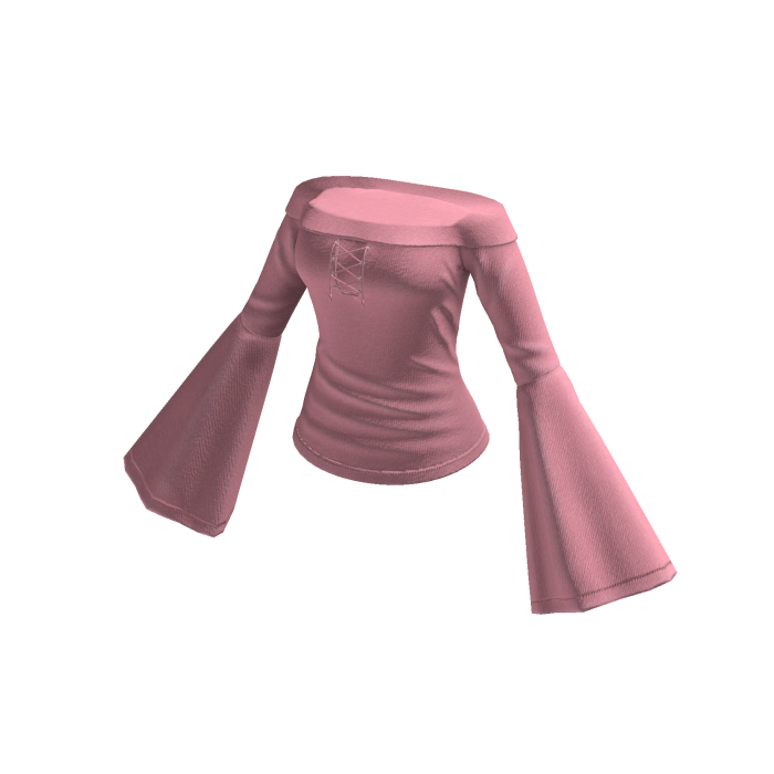 Off-Shoulder Top with Bell Sleeves (Pink)