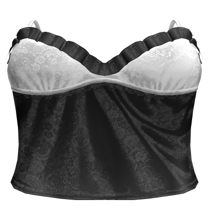 Black & White Lace Satin Ruffle Babydoll Cami Roblox item