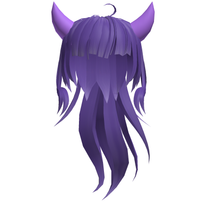 Purple Anime Ponytail Girl Hair With Purple Horns Roblox item