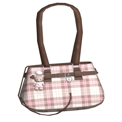 Neapolitan Plaid Shoulder Bag with Teddy Bear - Roblox
