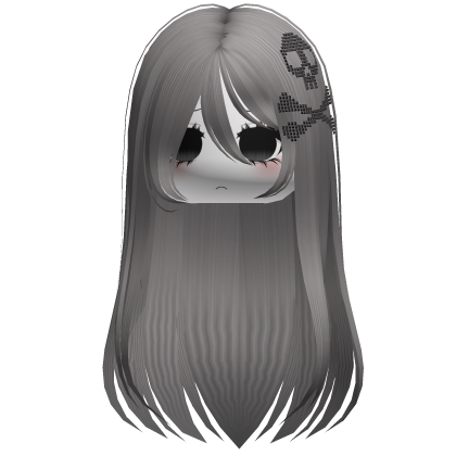 Straight Emo Moe Skull Hair Dusty Grey