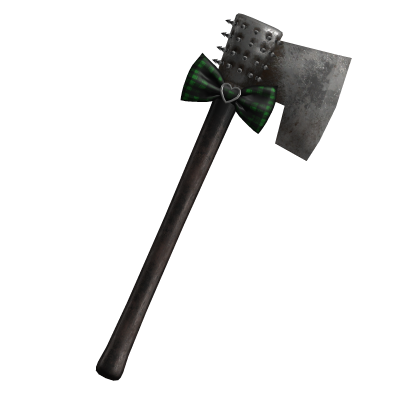 cute scary rusty halloween axe in green