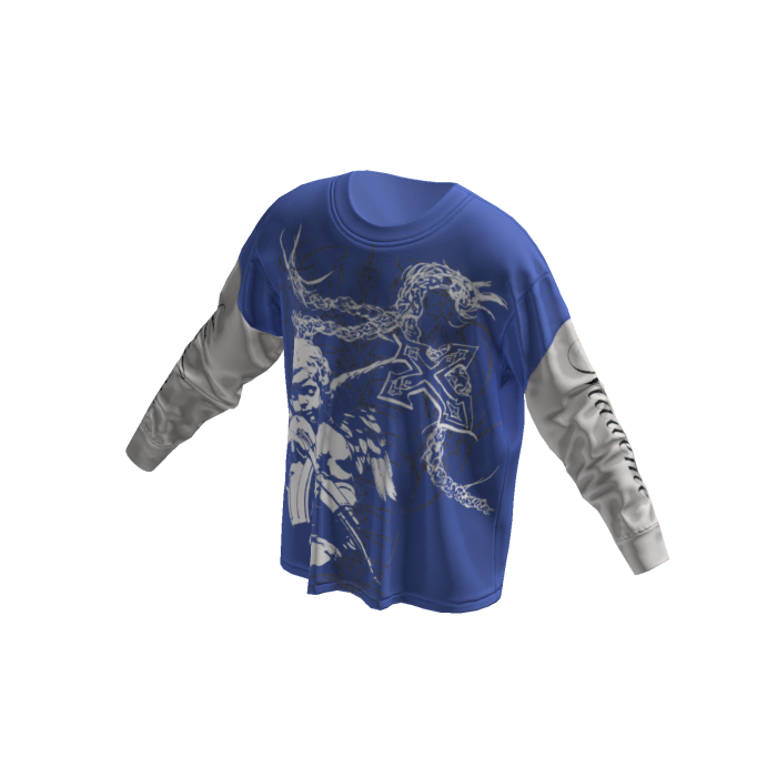 Blue Y2k Grunge Graffiti Emo Long Sleeve Shirt