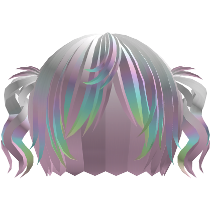 ‘’ (๑ — ‸ ҂)ゝcurly emo twin tails pastel rainbow Roblox item