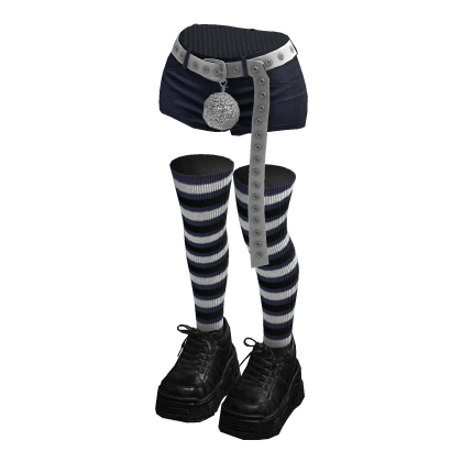 Stylish Shorts Hanging Belt (Dark Blue White)