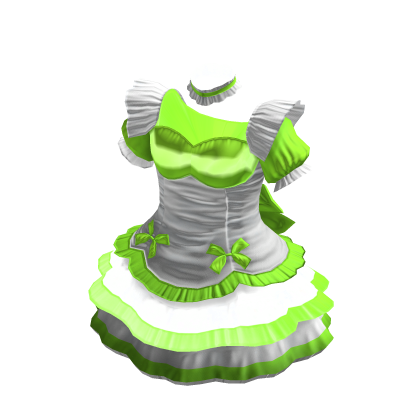 Maid Dress | White & Lime Green thumbnail