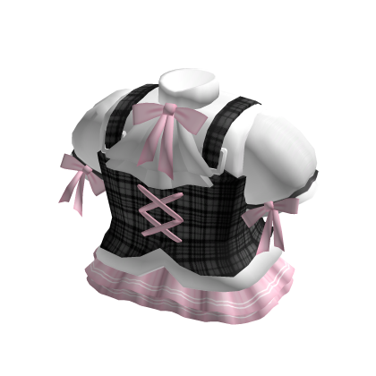 ♡ : pink plaid school girl dress w bows thumbnail