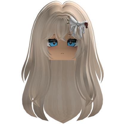 cute y2k emo girl hair with white bow (Blonde) Roblox item