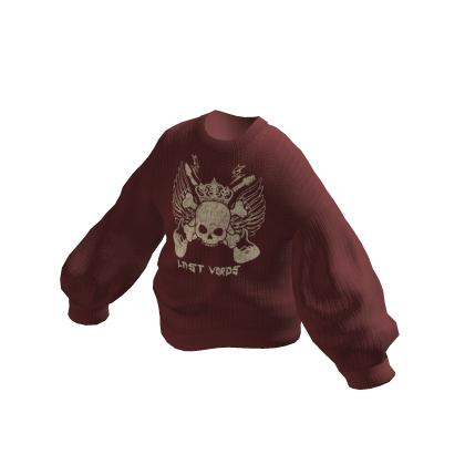 Oversized Knitted Sweater Rock Band Red