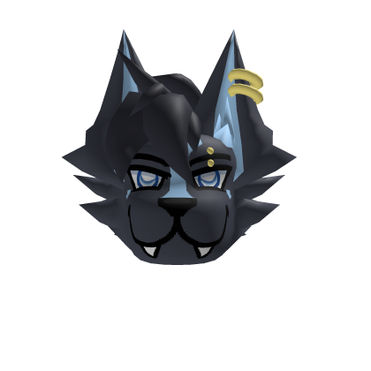 Fluffy black and blue furry head