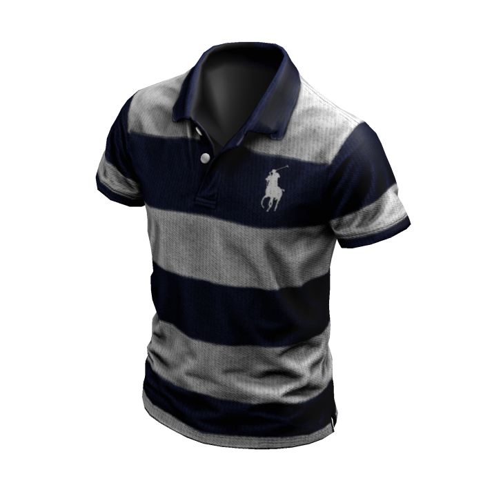 Navy Striped Y2K Streetwear Polo Shirt