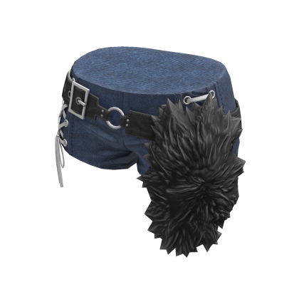 BB KPOP aespa Denim Leather Belted Fur Shorts thumbnail